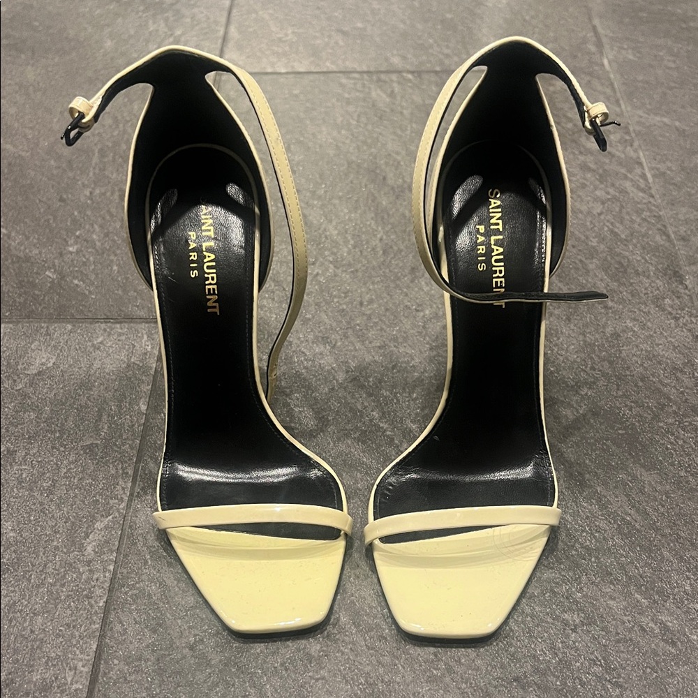 Saint Laurent Black and Cream Women's Heels